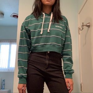 green crop top hoodie